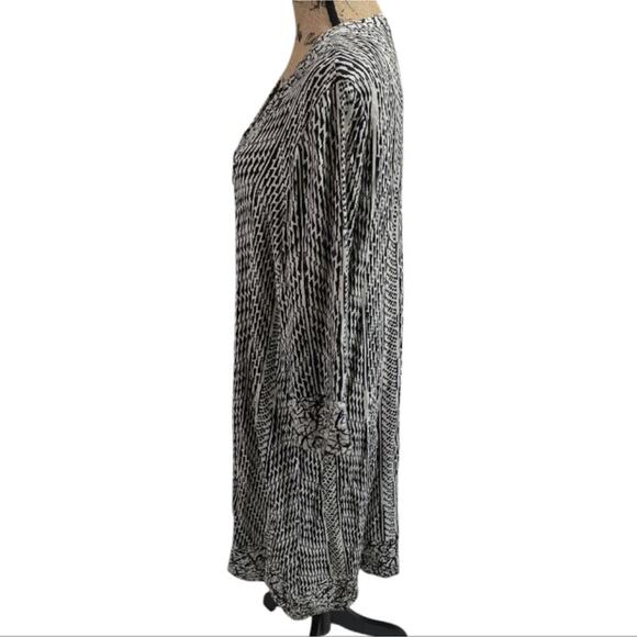 Soft Surroundings Black & White Ikat Raven Dress 3/4 Sleeve Womens Plus Size 1X‎ - Picture 4 of 8